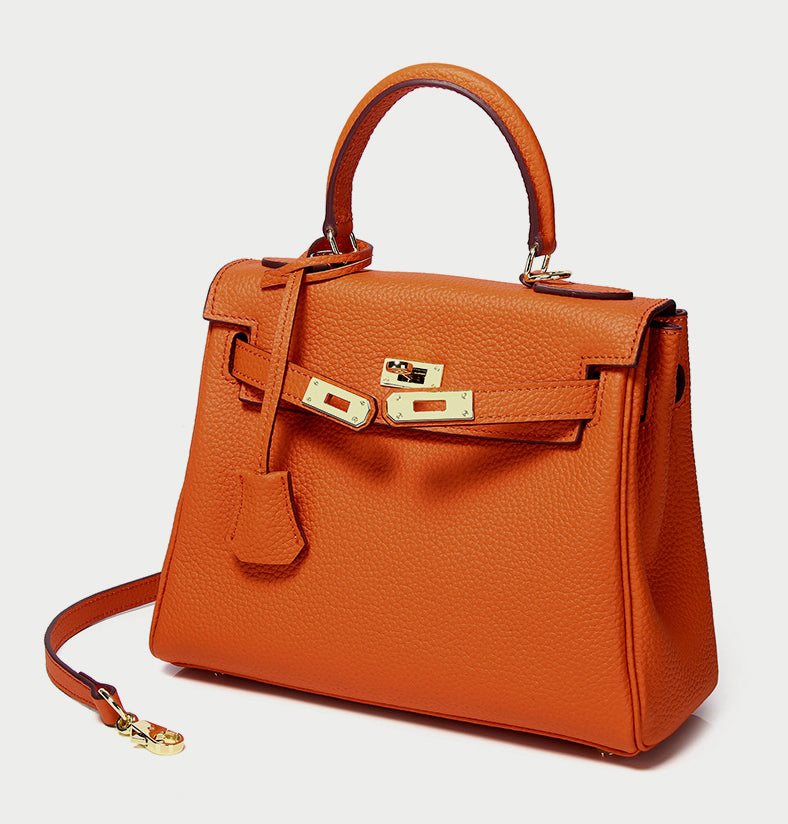 Cross Body Shoulder Bag Grainy Togo Leather Padlock Tote
