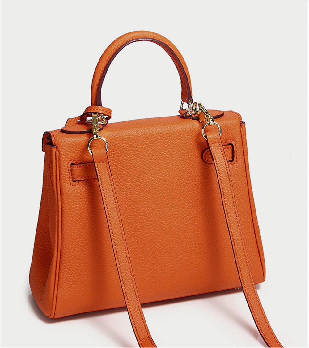 Cross Body Shoulder Bag Grainy Togo Leather Padlock Tote