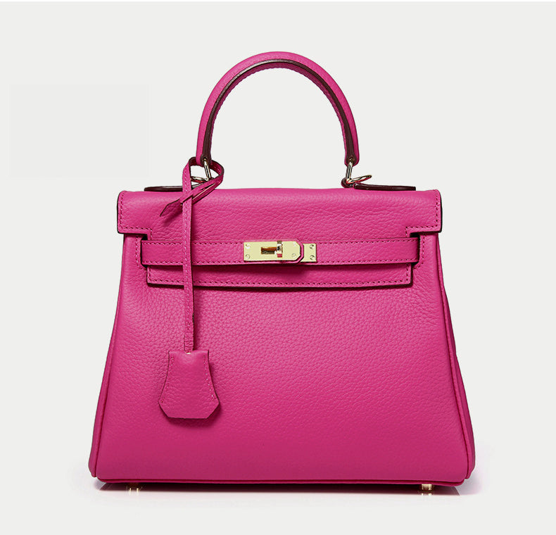 Cross Body Shoulder Bag Grainy Togo Leather Padlock Tote