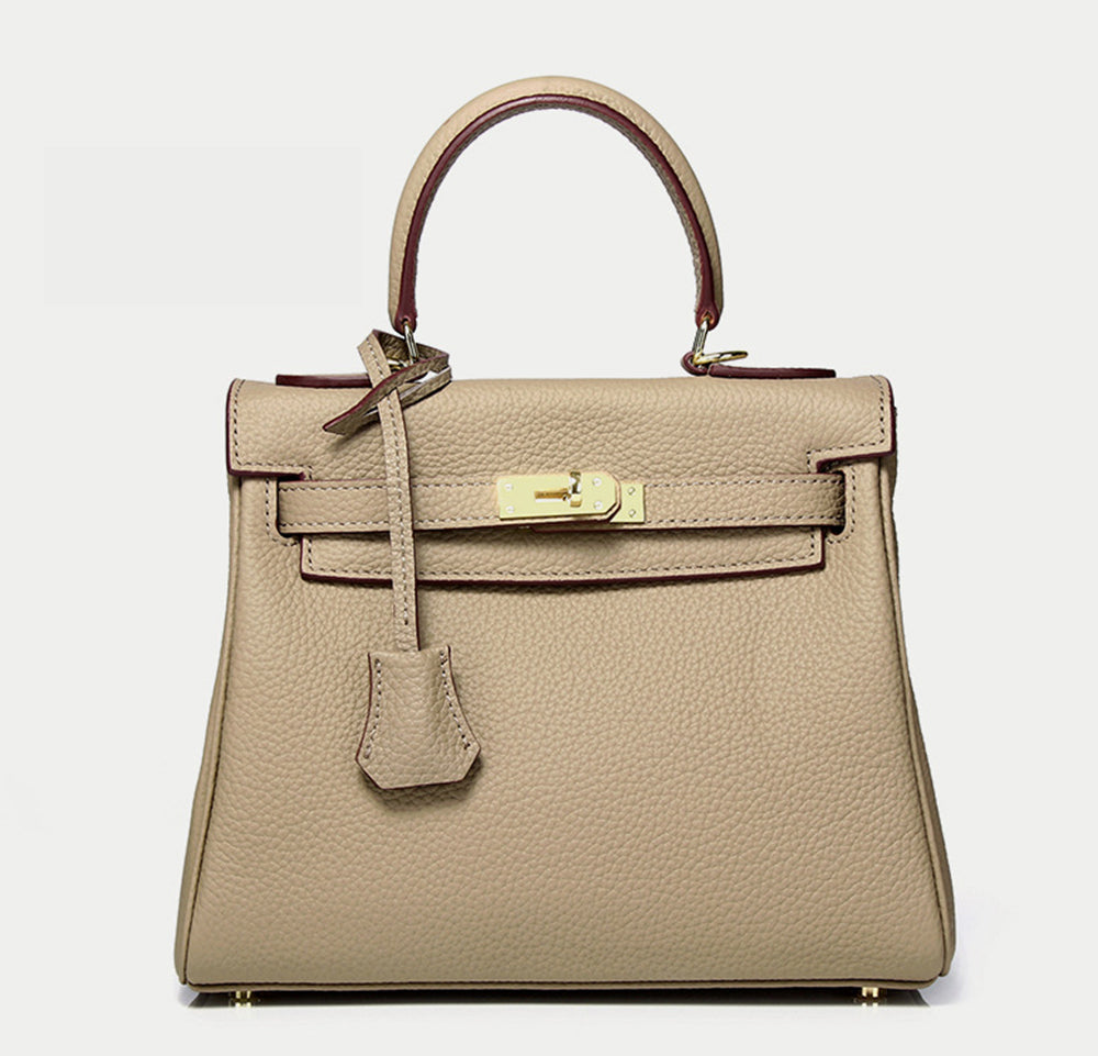 Cross Body Shoulder Bag Grainy Togo Leather Padlock Tote
