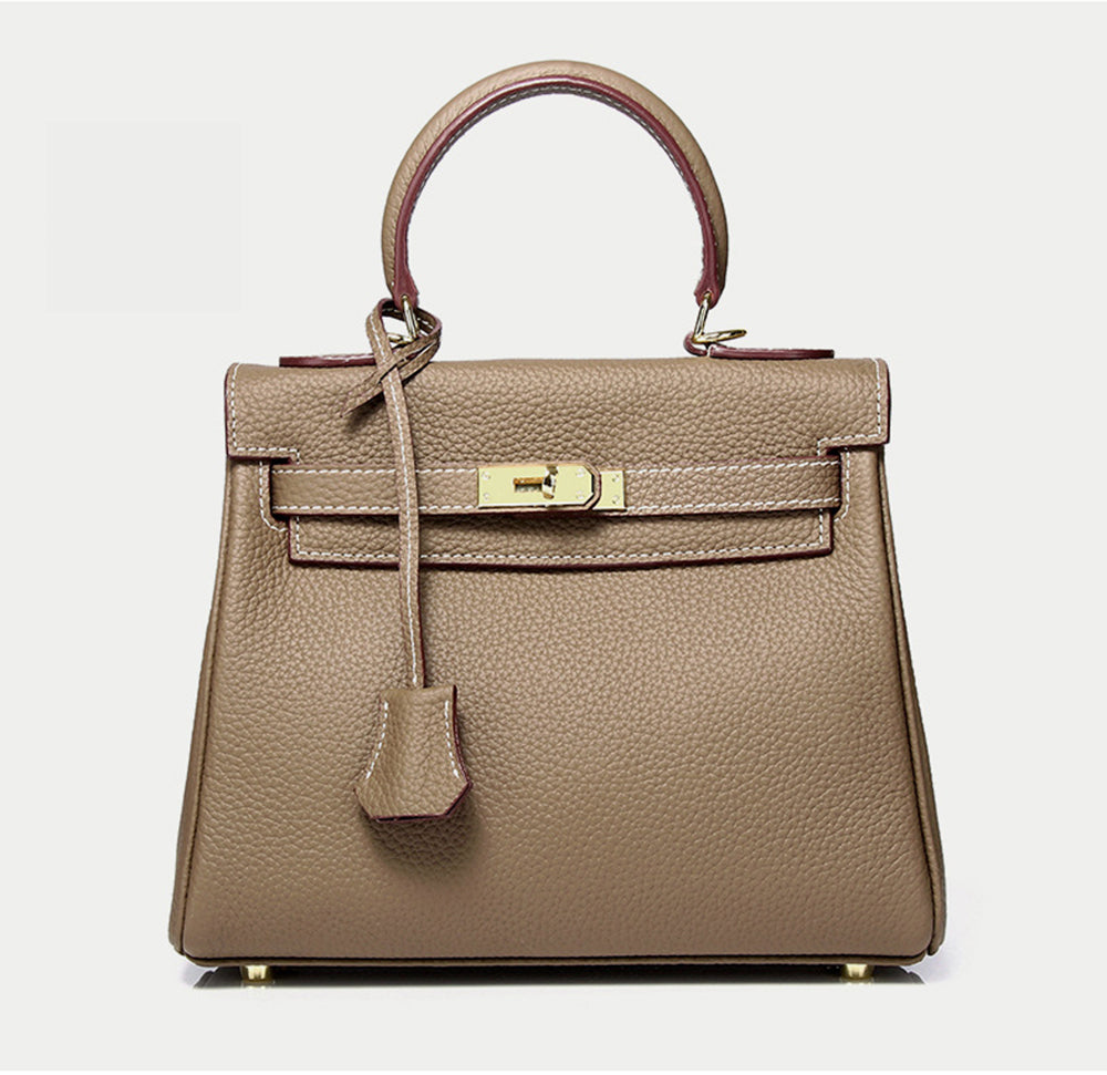 Cross Body Shoulder Bag Grainy Togo Leather Padlock Tote