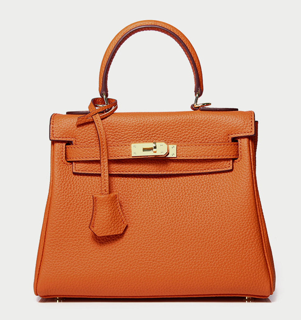 Cross Body Shoulder Bag Grainy Togo Leather Padlock Tote