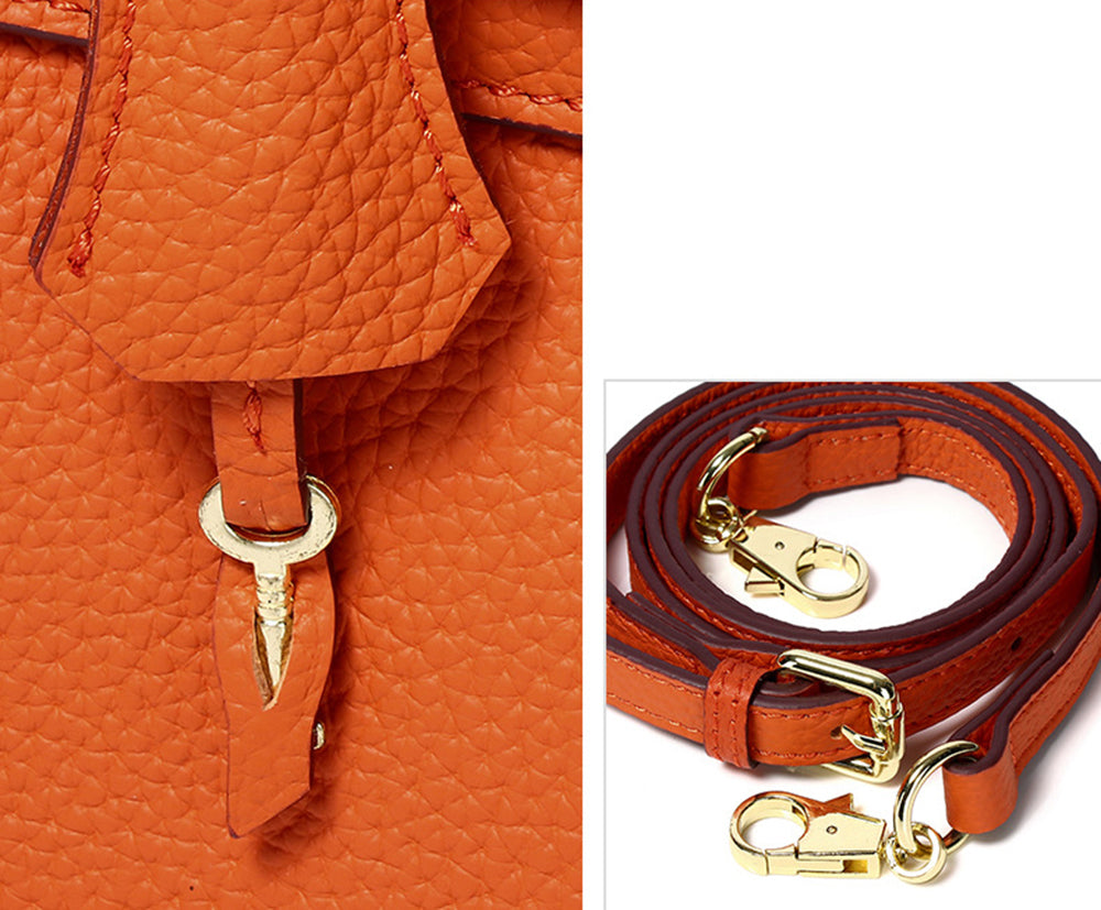 Cross Body Shoulder Bag Grainy Togo Leather Padlock Tote