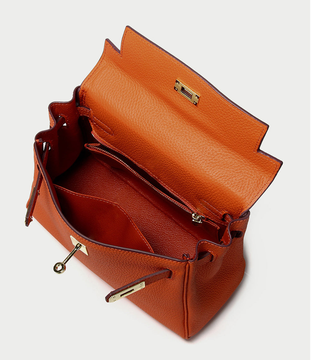 Cross Body Shoulder Bag Grainy Togo Leather Padlock Tote