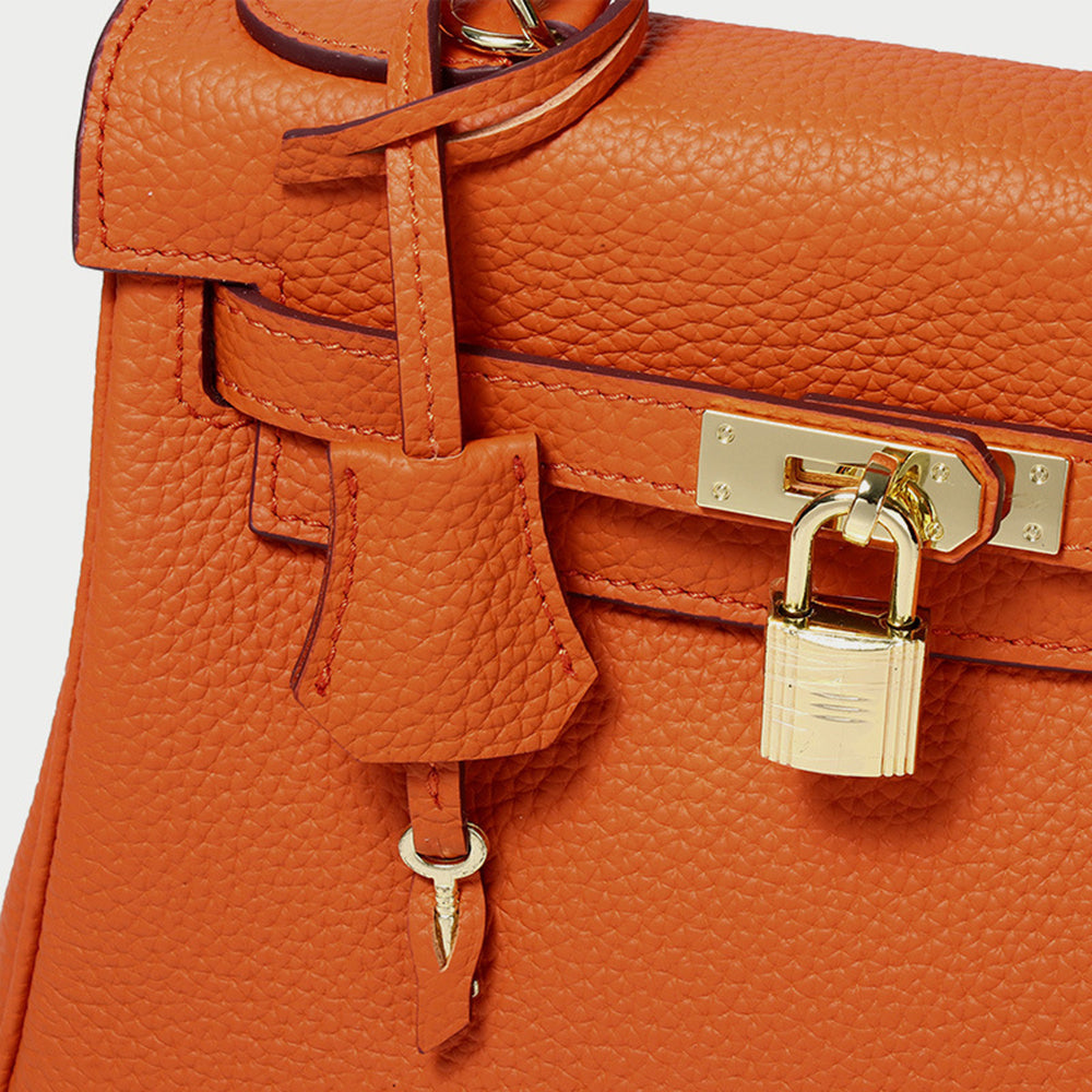 Cross Body Shoulder Bag Grainy Togo Leather Padlock Tote