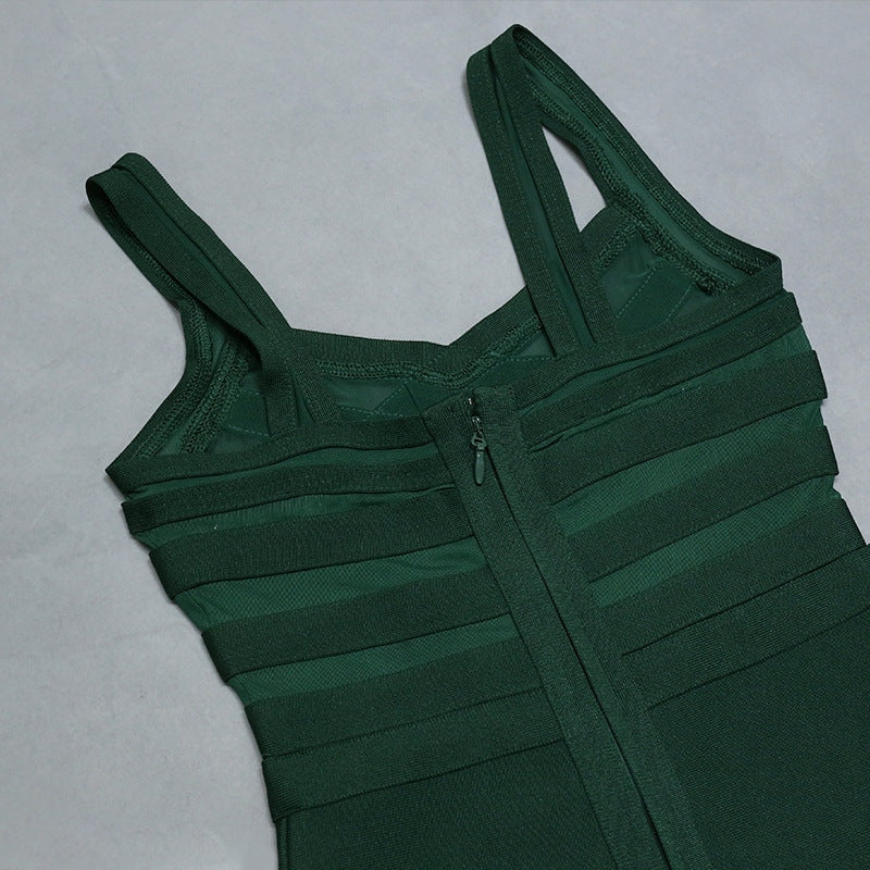 Bandage Dress Mesh Patchwork See Through Sexy Midi Women Elegant Party Clubwear Bodycon