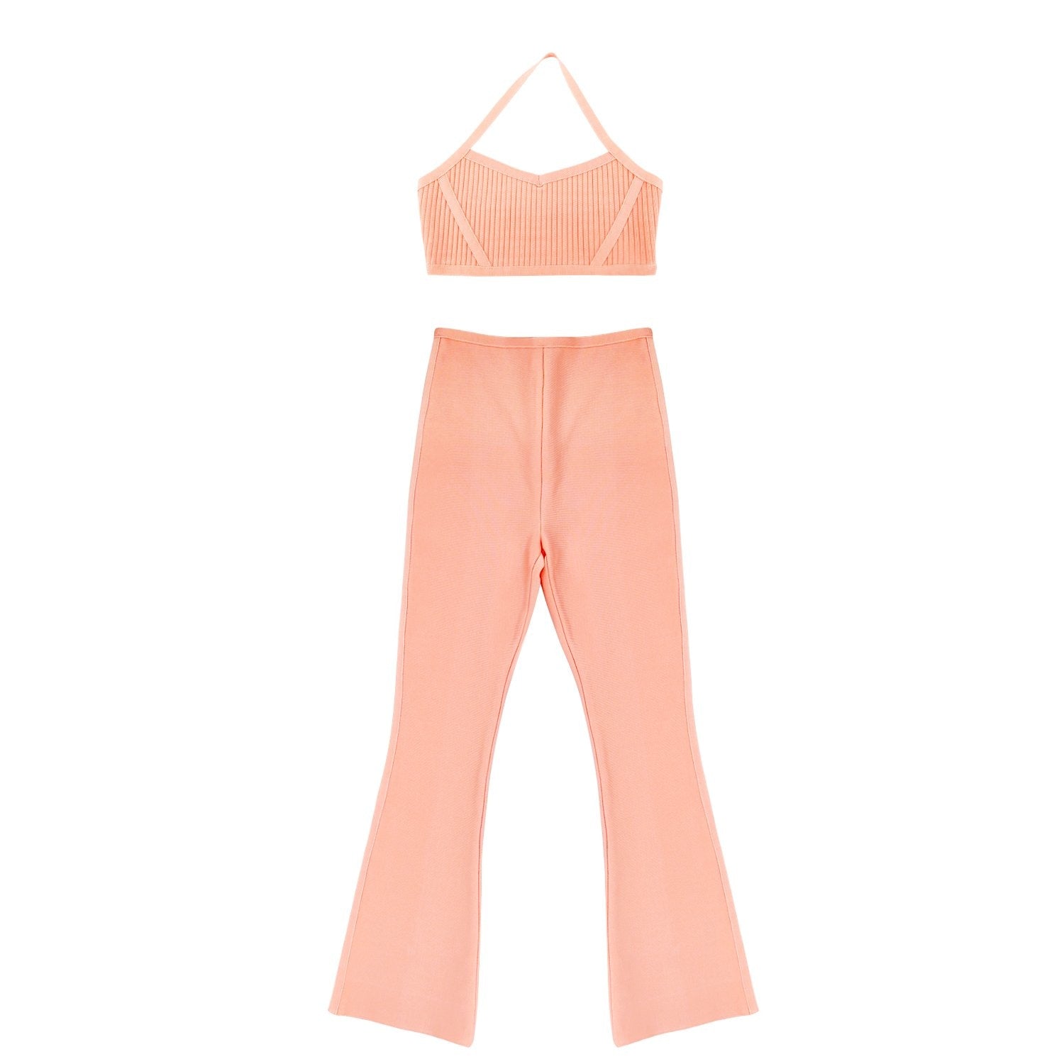 Bandage Sexy Pink Choker Two Piece Set Dress Women Midi Night Out Bodycon Vestidos Celebrity Party Club