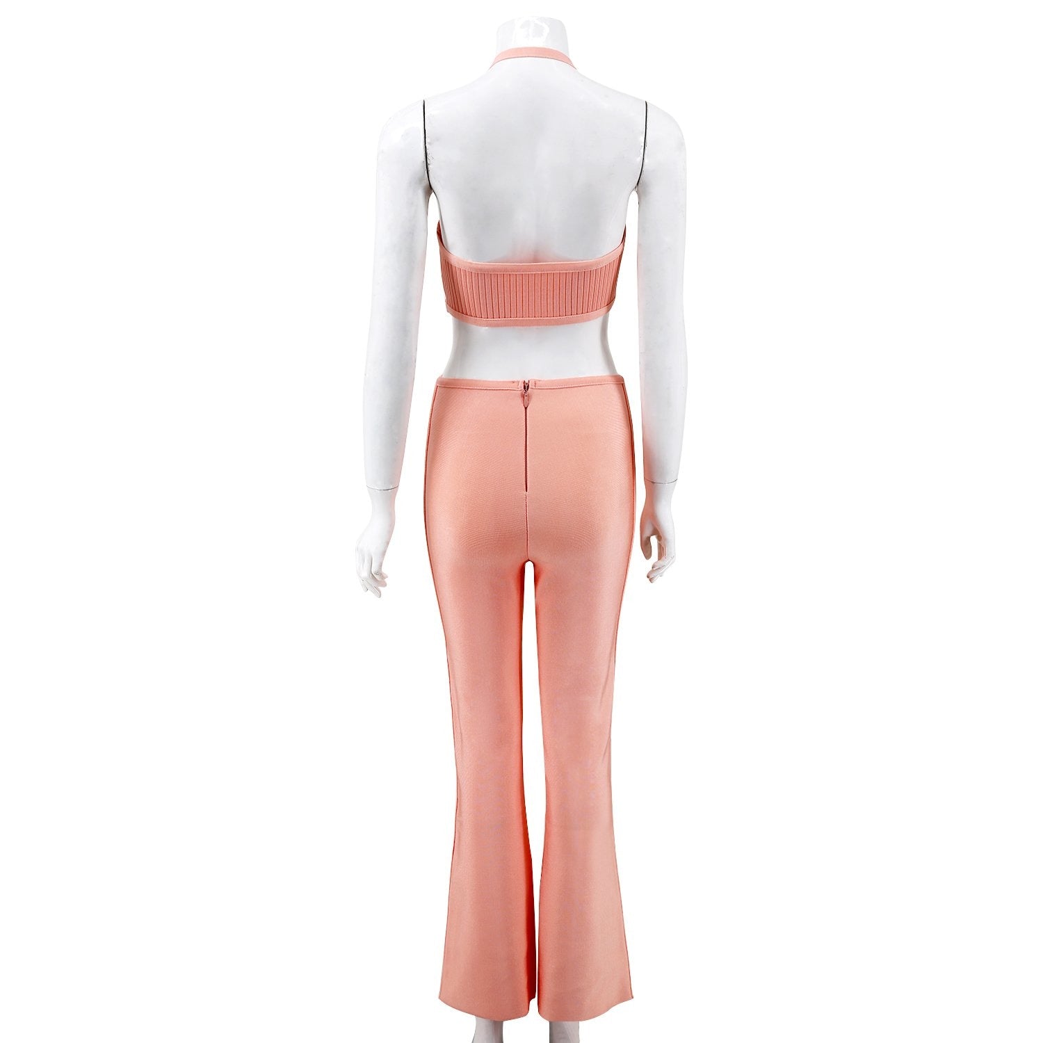 Bandage Sexy Pink Choker Two Piece Set Dress Women Midi Night Out Bodycon Vestidos Celebrity Party Club