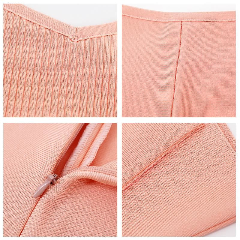 Bandage Sexy Pink Choker Two Piece Set Dress Women Midi Night Out Bodycon Vestidos Celebrity Party Club