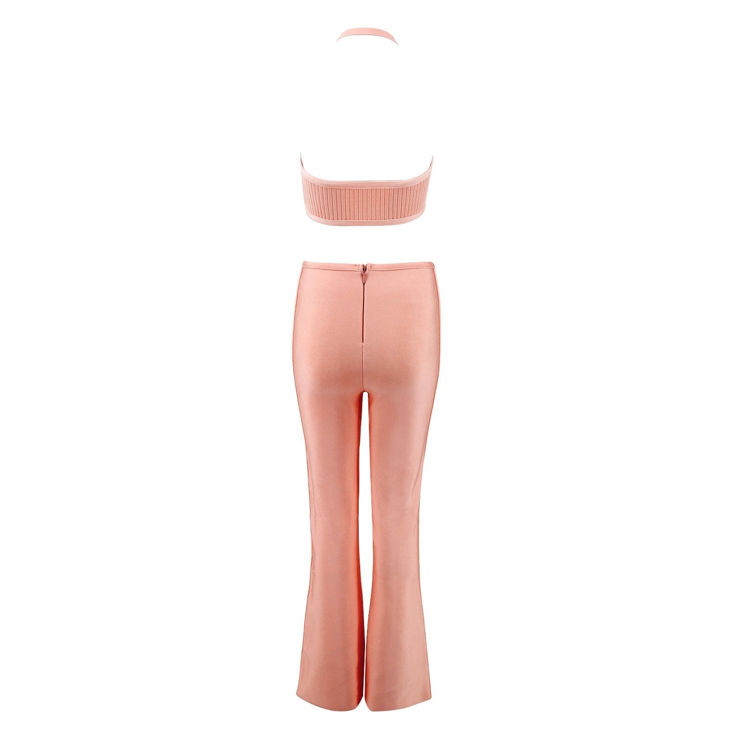 Bandage Sexy Pink Choker Two Piece Set Dress Women Midi Night Out Bodycon Vestidos Celebrity Party Club