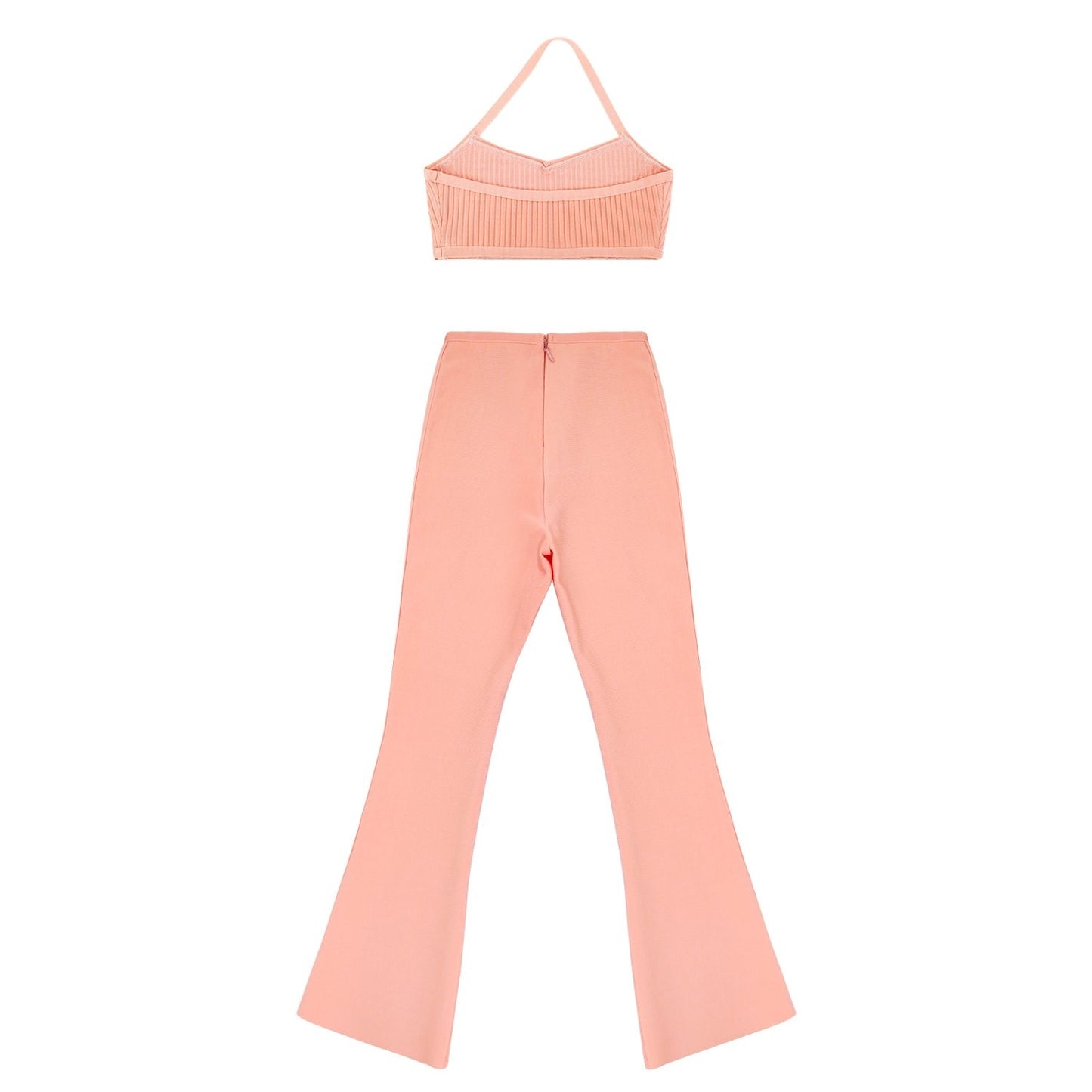 Bandage Sexy Pink Choker Two Piece Set Dress Women Midi Night Out Bodycon Vestidos Celebrity Party Club