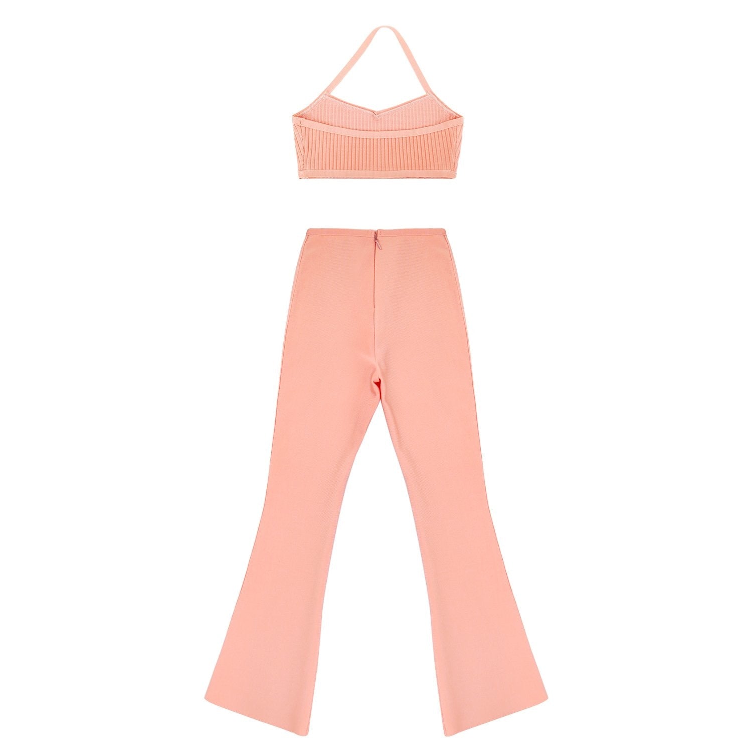 Bandage Sexy Pink Choker Two Piece Set Dress Women Midi Night Out Bodycon Vestidos Celebrity Party Club