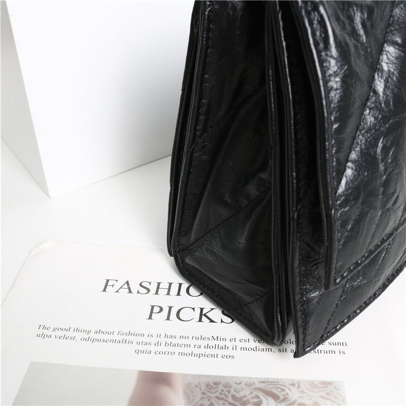 Black Quilted Calfskin Leather Shoulder Cross Body Bag