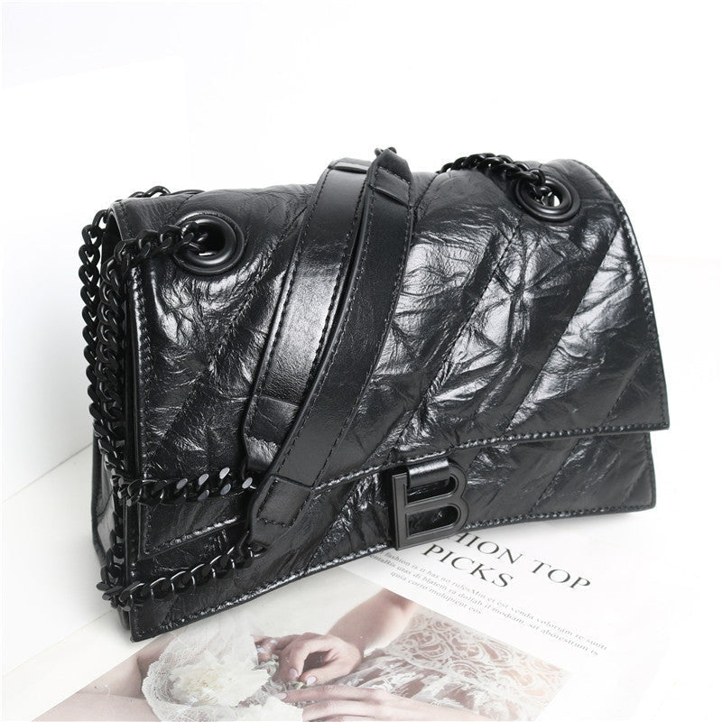Black Quilted Calfskin Leather Shoulder Cross Body Bag