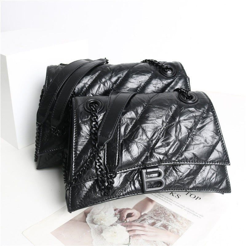 Black Quilted Calfskin Leather Shoulder Cross Body Bag
