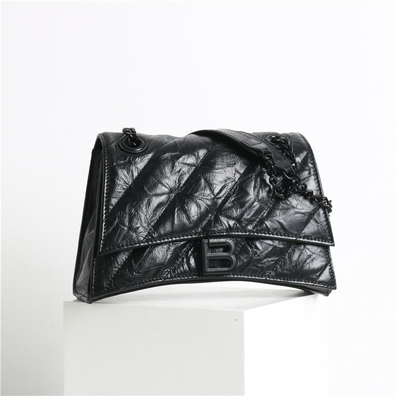 Black Quilted Calfskin Leather Shoulder Cross Body Bag