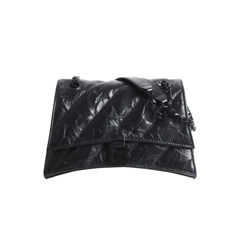 Black Quilted Calfskin Leather Shoulder Cross Body Bag