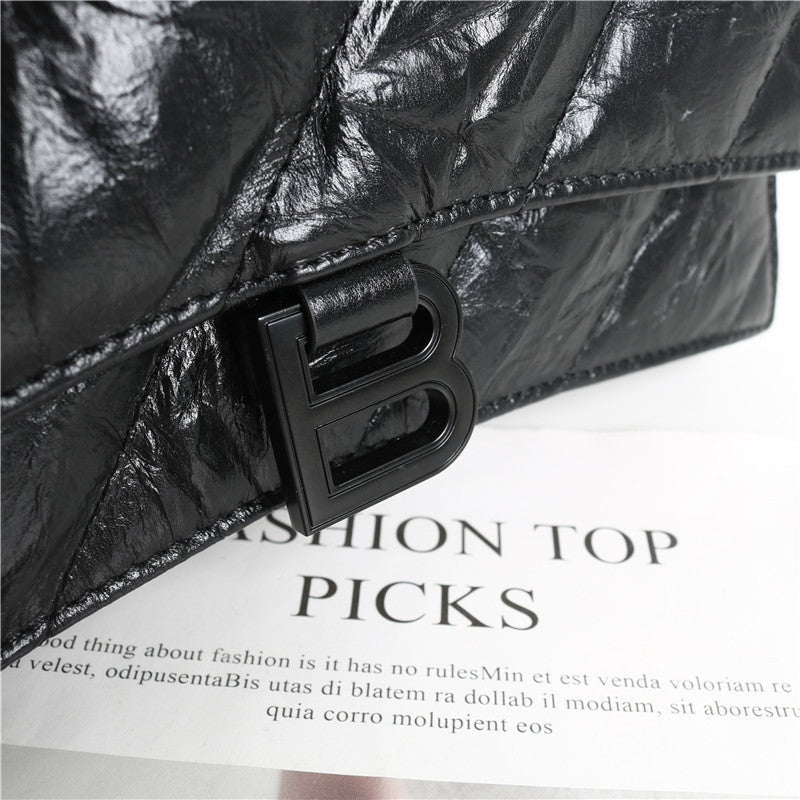 Black Quilted Calfskin Leather Shoulder Cross Body Bag