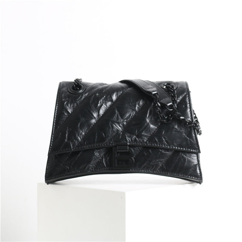 Black Quilted Calfskin Leather Shoulder Cross Body Bag