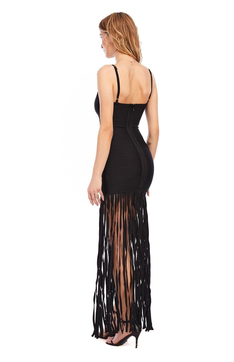 Black & Red Tassel Bandage Dress