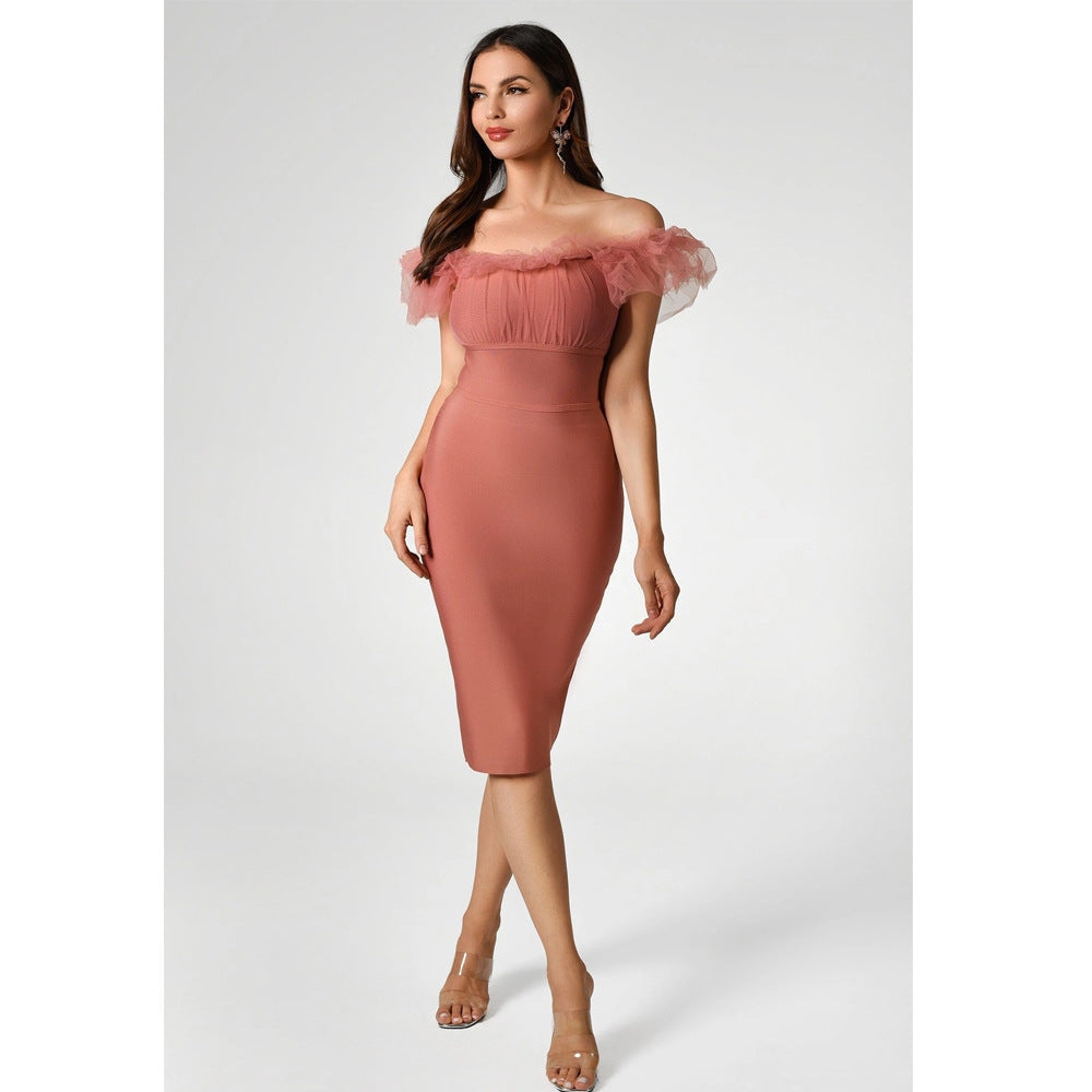 Bodycon Lace Bandage Vestido Sexy Off Shoulder Club Women Party Dress