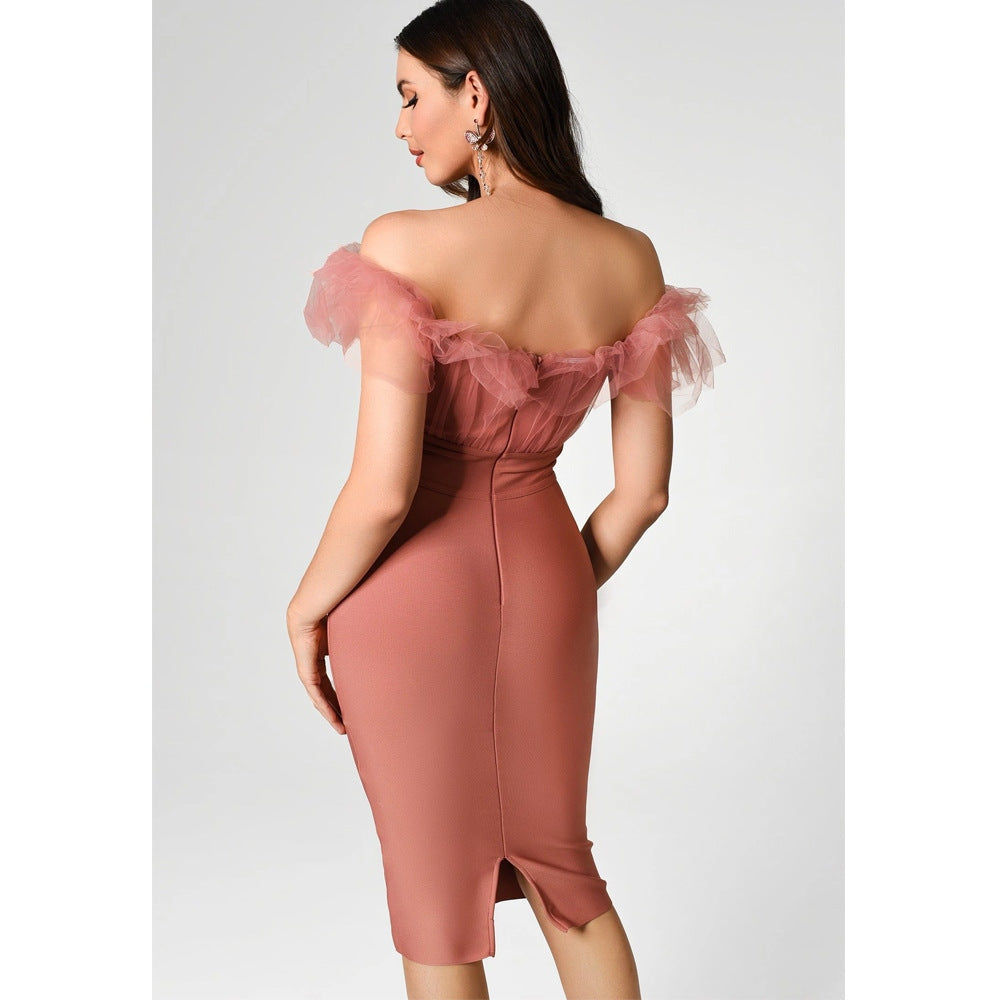 Bodycon Lace Bandage Vestido Sexy Off Shoulder Club Women Party Dress