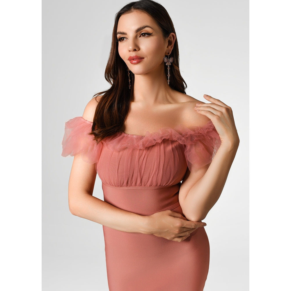 Bodycon Lace Bandage Vestido Sexy Off Shoulder Club Women Party Dress