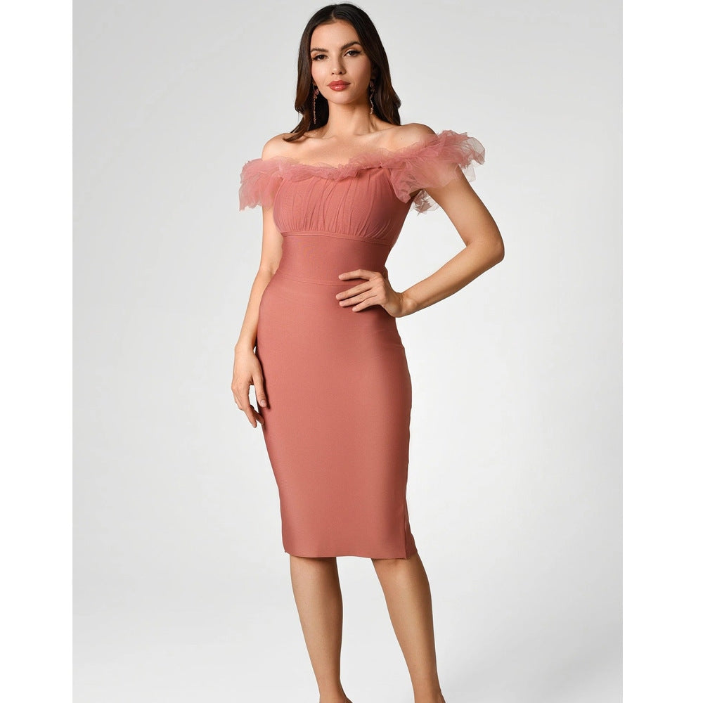 Bodycon Lace Bandage Vestido Sexy Off Shoulder Club Women Party Dress