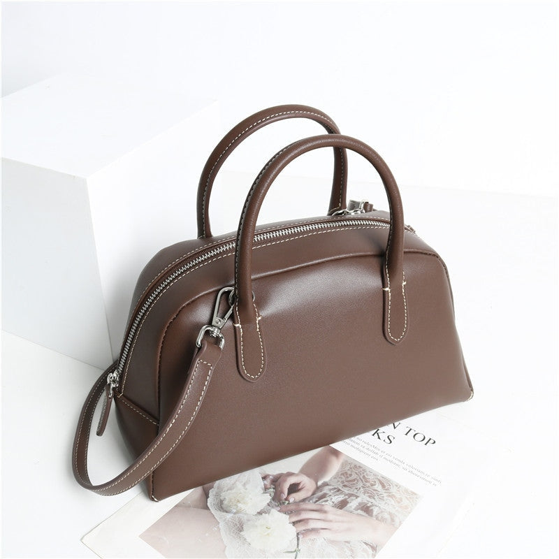 Boston Bag Leather Satchel Bowling Shoulder