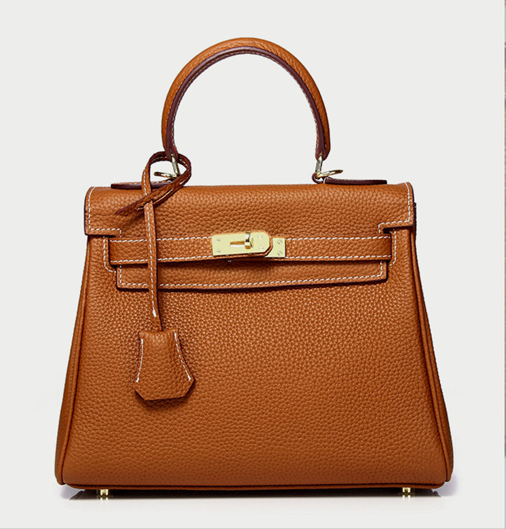 Cross Body Shoulder Bag Grainy Togo Leather Padlock Tote