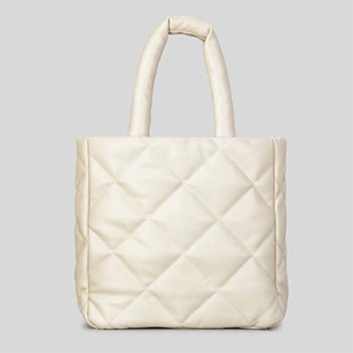Faux -Leather Quilted Tote Bag