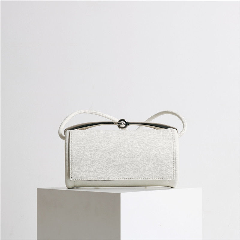 Genuine Leather Round Saddle Top Handle Boston bag