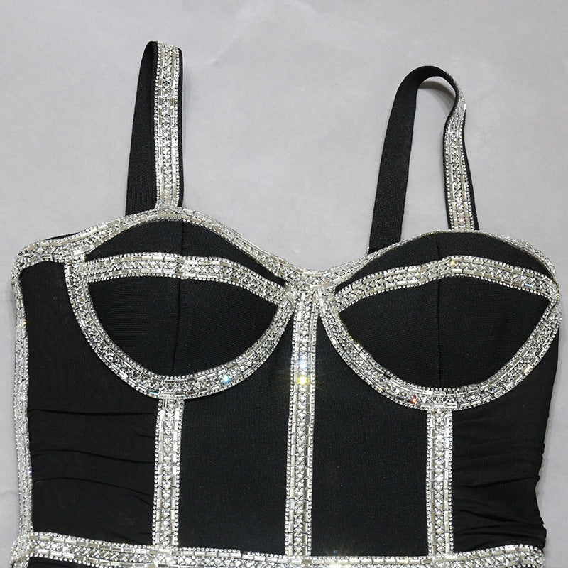 Hot Diamond Sexy Dresses Nightclub Women’s Straps Party Lady Fashion Clubwear Woman Outfits Clothing New Vestidos