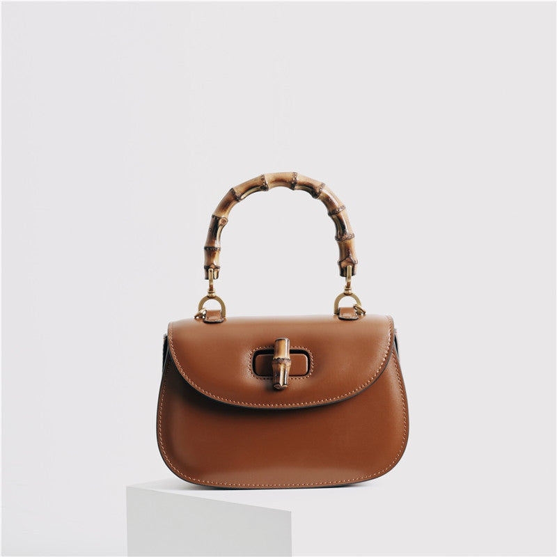 Leather Bamboo Small Top Handle Bag