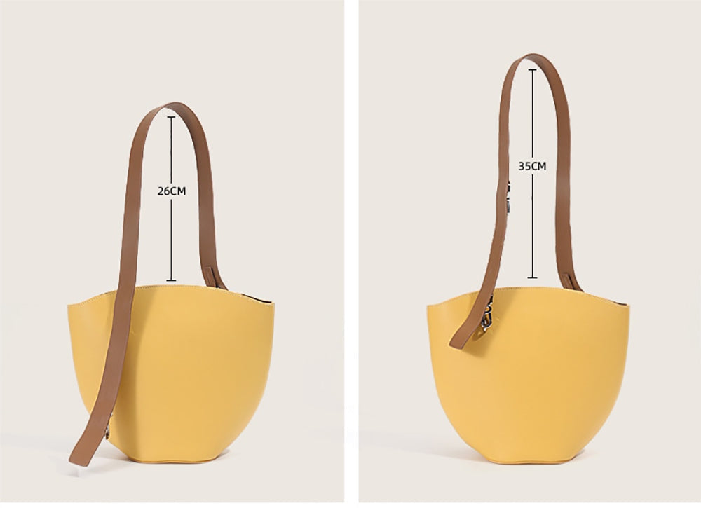 Leather Bucket Shoulder Bag Yellow