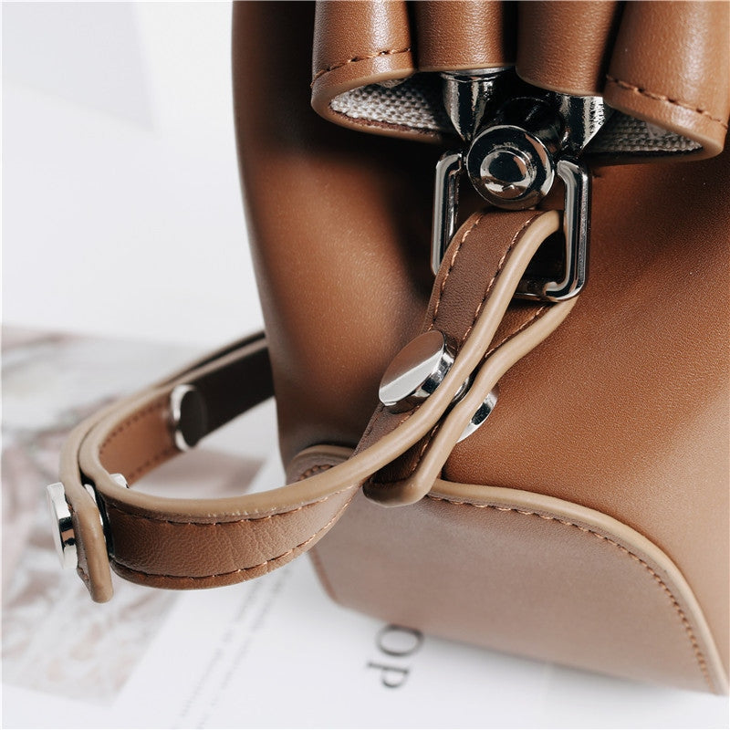 Leather Steamer Bun Clutch Purse Handbag