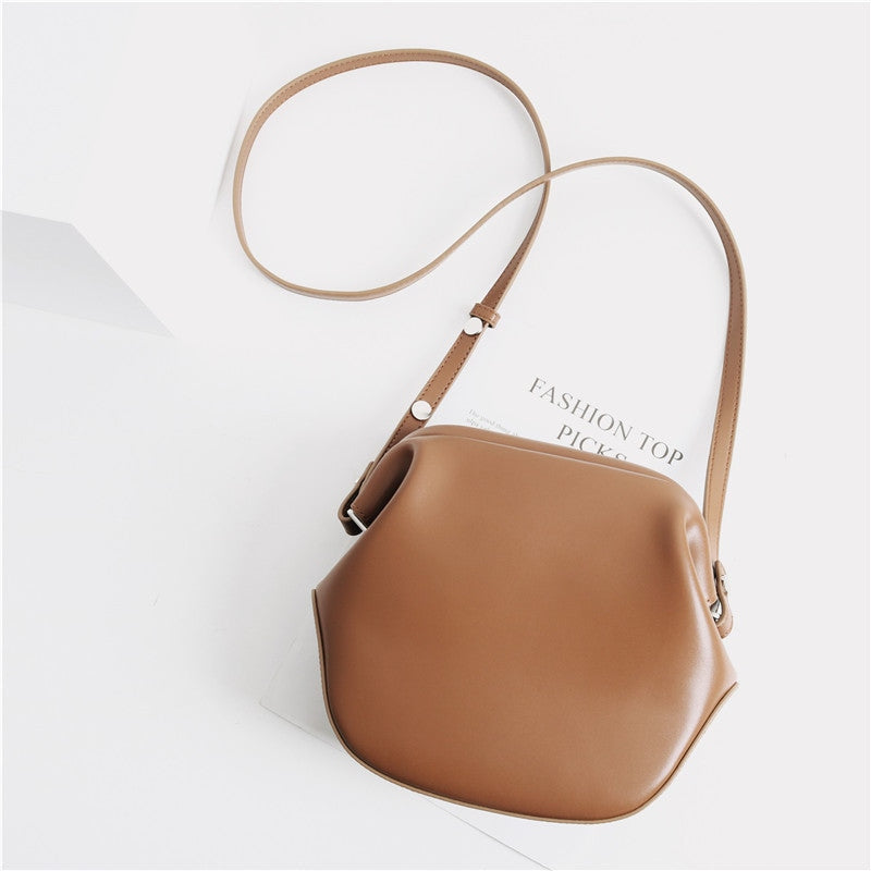 Leather Steamer Bun Clutch Purse Handbag
