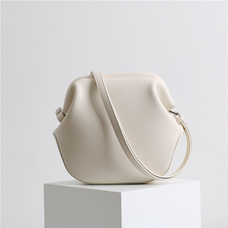 Leather Steamer Bun Clutch Purse Handbag