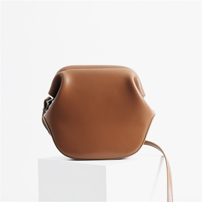 Leather Steamer Bun Clutch Purse Handbag