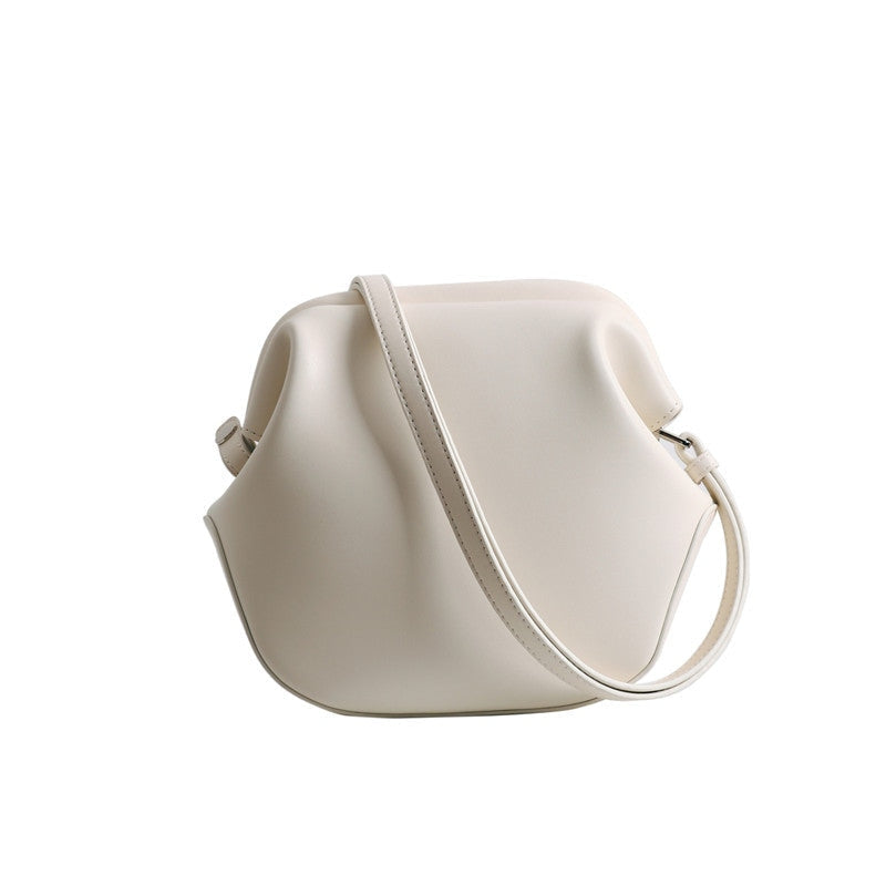 Leather Steamer Bun Clutch Purse Handbag