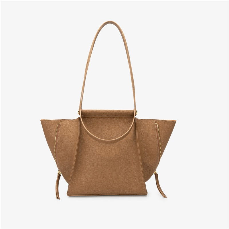 Leather Trapeze Top Handle Bag