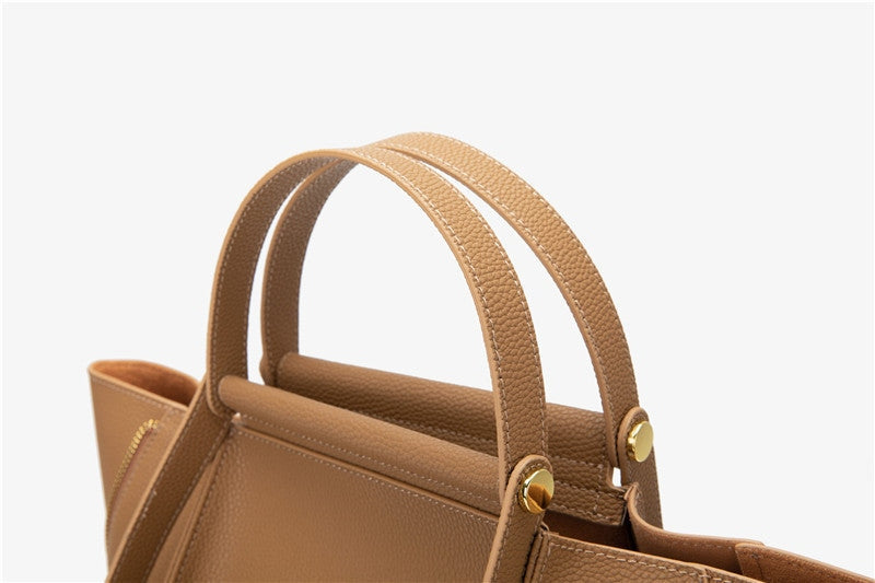 Leather Trapeze Top Handle Bag