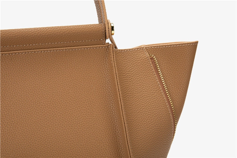 Leather Trapeze Top Handle Bag
