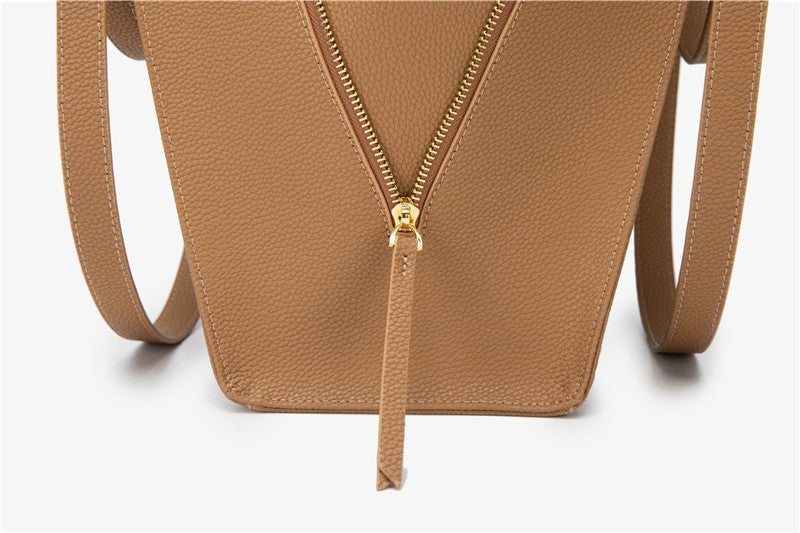 Leather Trapeze Top Handle Bag