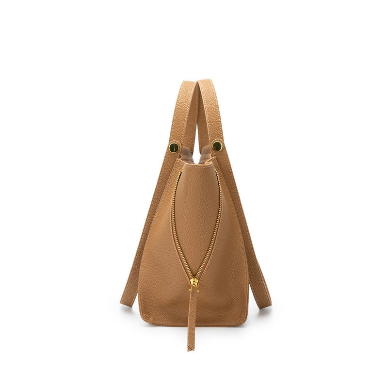 Leather Trapeze Top Handle Bag