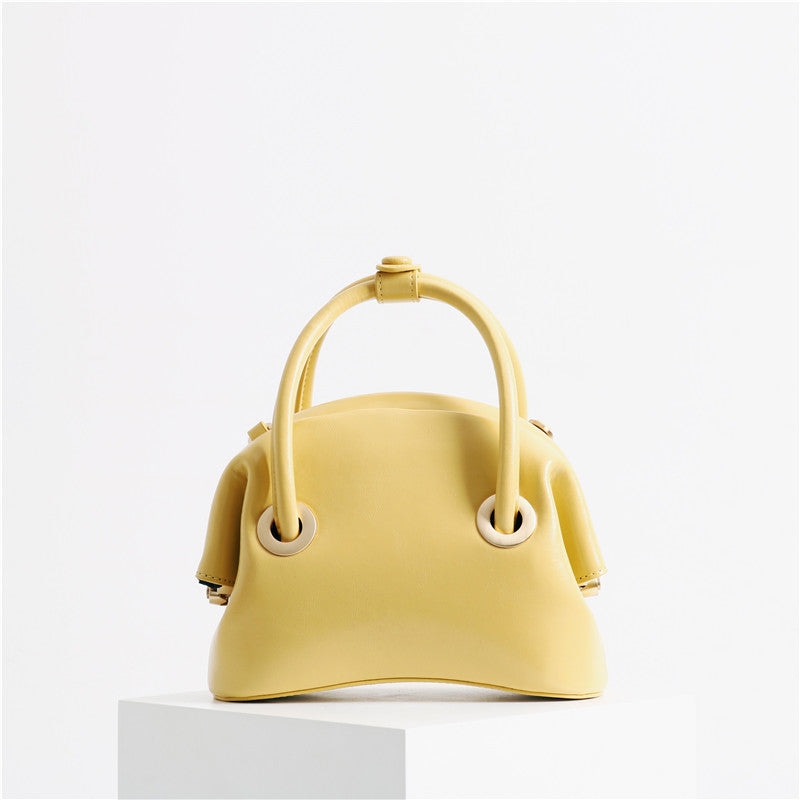 Mini Leather Circle Top Handle Bag