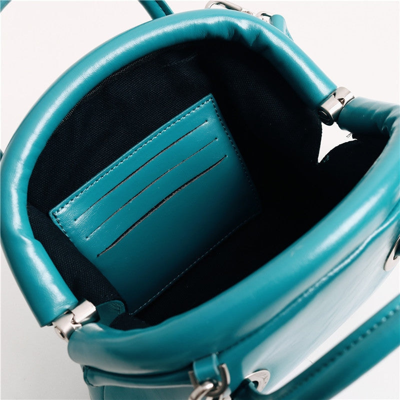 Mini Leather Circle Top Handle Bag