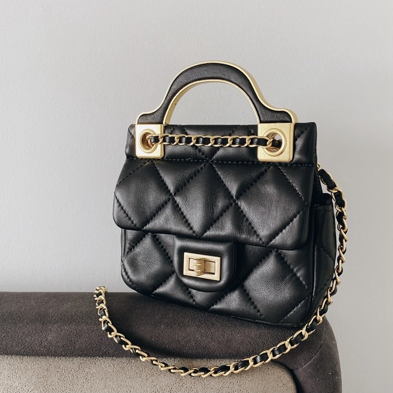 Mini Leather Quilted Cross Body Chain Bag