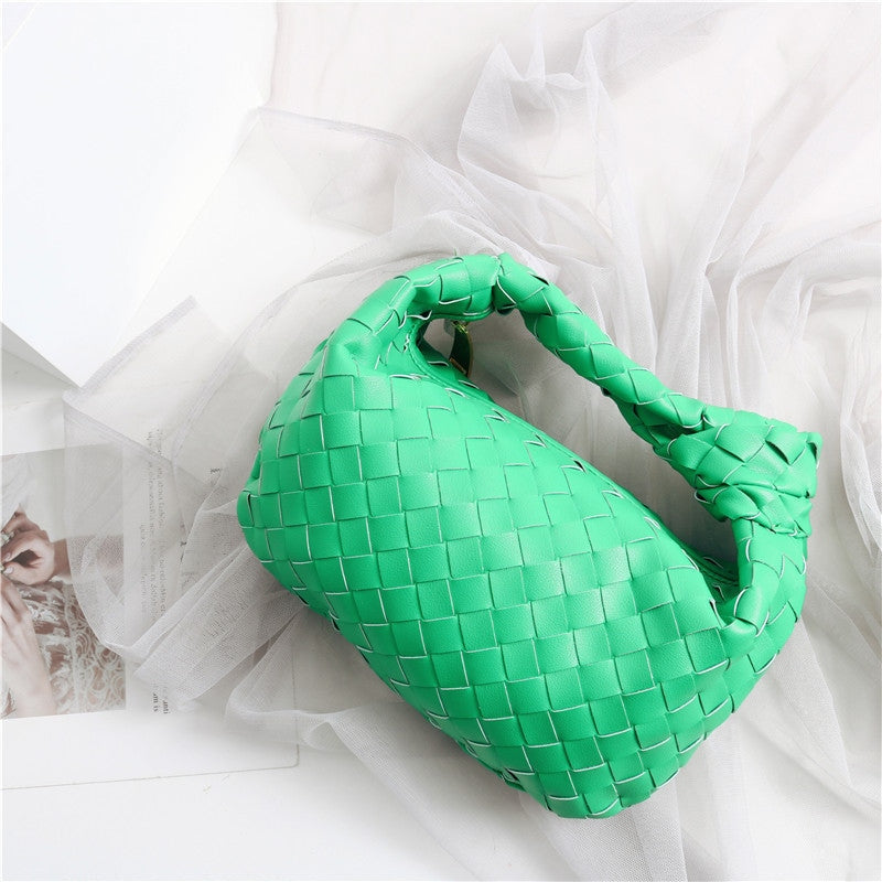 Mini Leather Woven Hobo Bag Dumpling Knotted Handbag