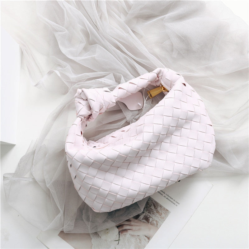 Mini Leather Woven Hobo Bag Dumpling Knotted Handbag
